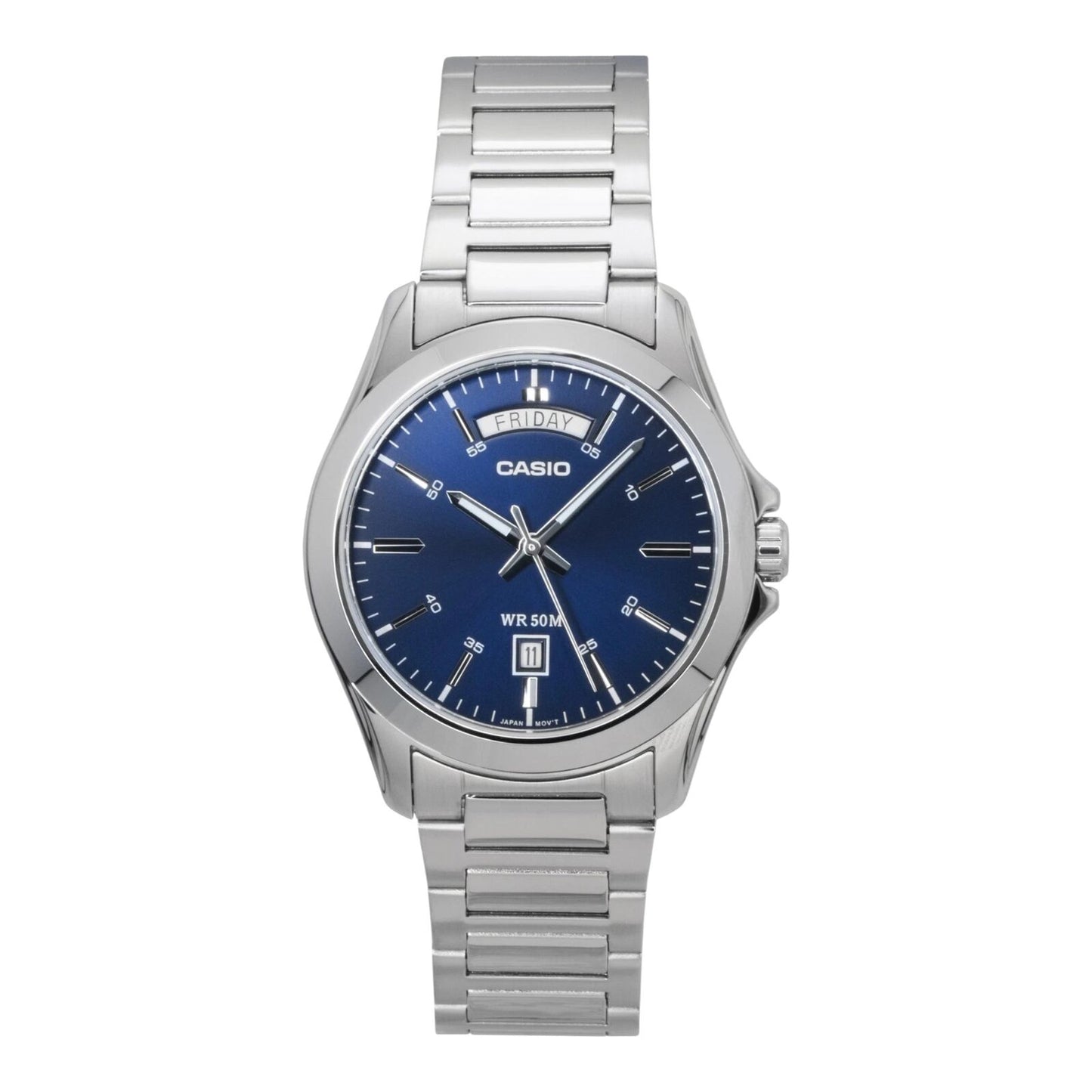 Casio MTP-1370D-2A2V Men's Blue Dial Stainless Steel Watch 50M Water Resistant