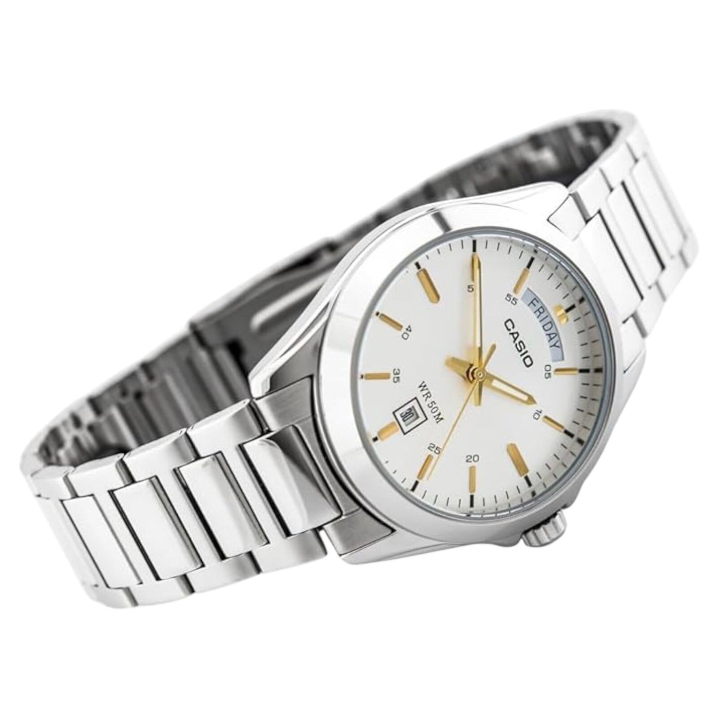 Casio MTP-1370D-7A2V Mens Analog Watch Stainless Steel Band Day...
