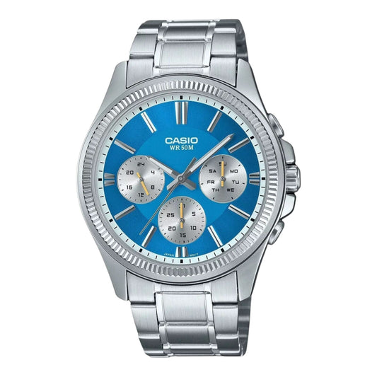 Casio Enticer Analog Stainless Steel Blue Dial Quartz MTP-1375D-2A2 Mens Watch