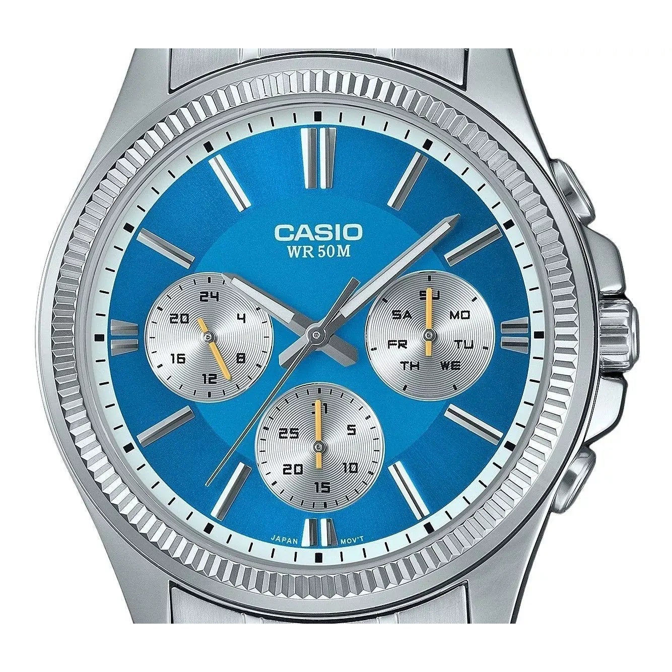 Casio Enticer Analog Stainless Steel Blue Dial Quartz...