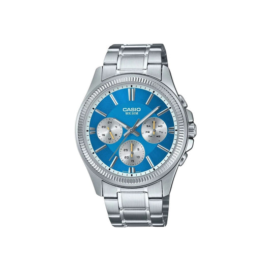 Casio MTP1375D-2A2 Analog Silver Strap Unisex Adult Watch, Blue…