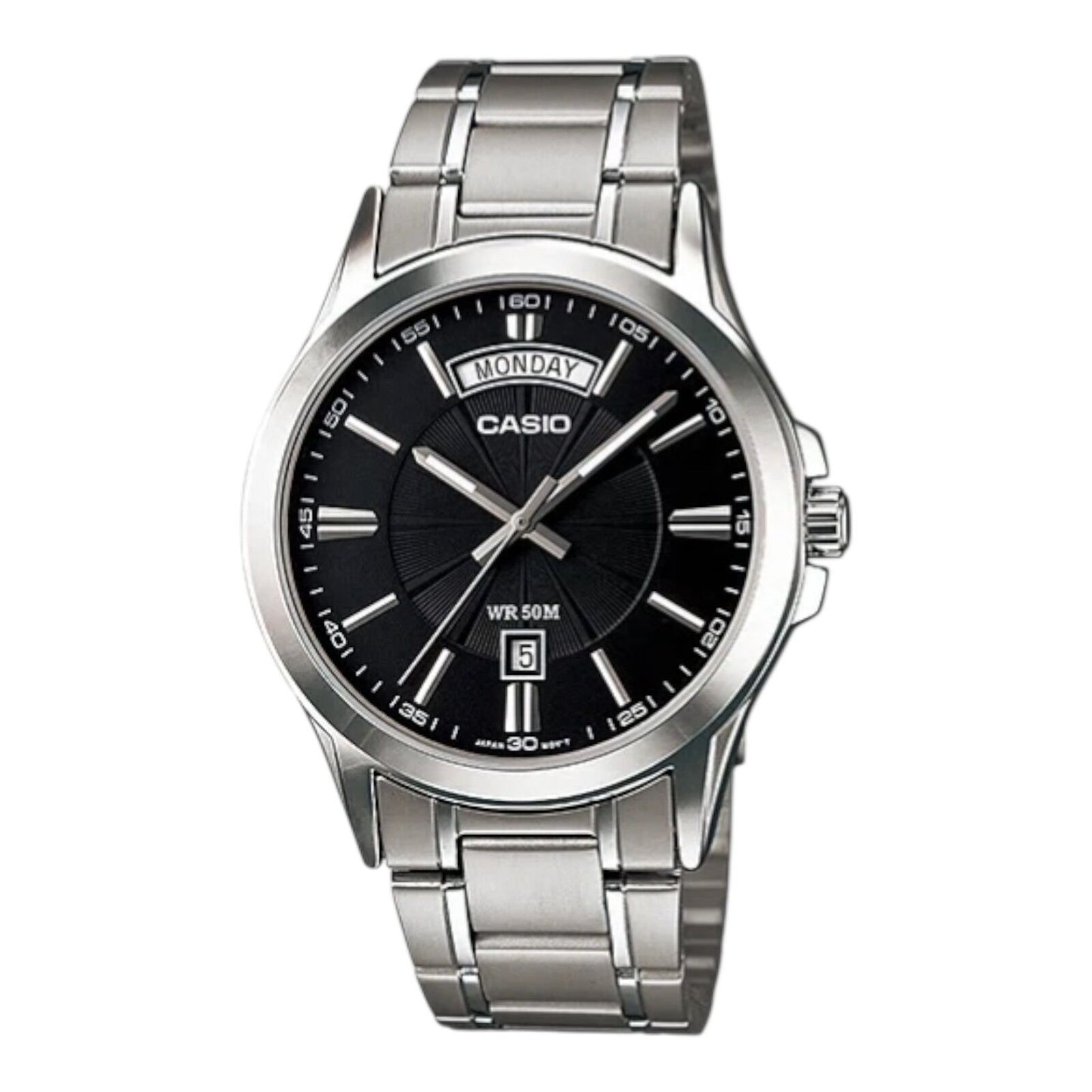 Casio MTP-1381D-1A Men’s Watch Black Dial Silver Stainless Steel...