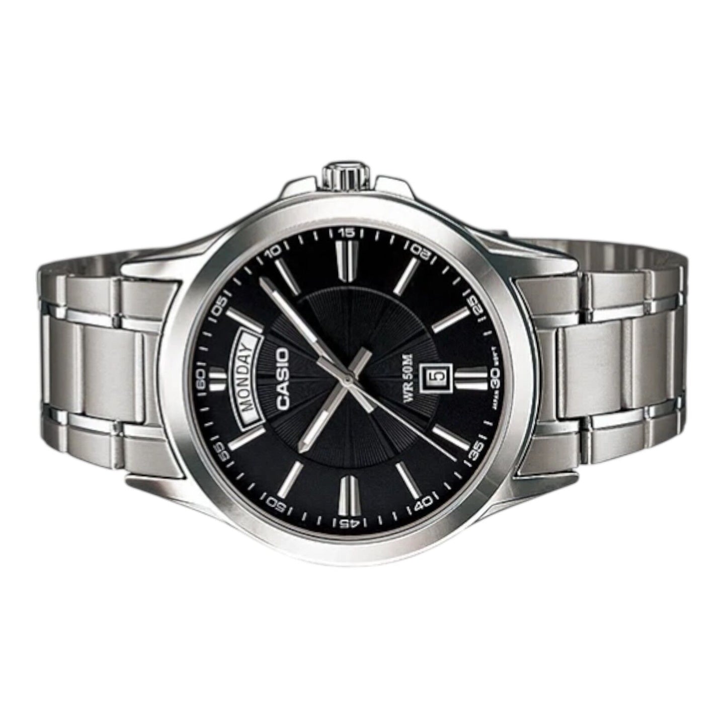 Casio MTP-1381D-1A Men’s Watch Black Dial Silver Stainless Steel...