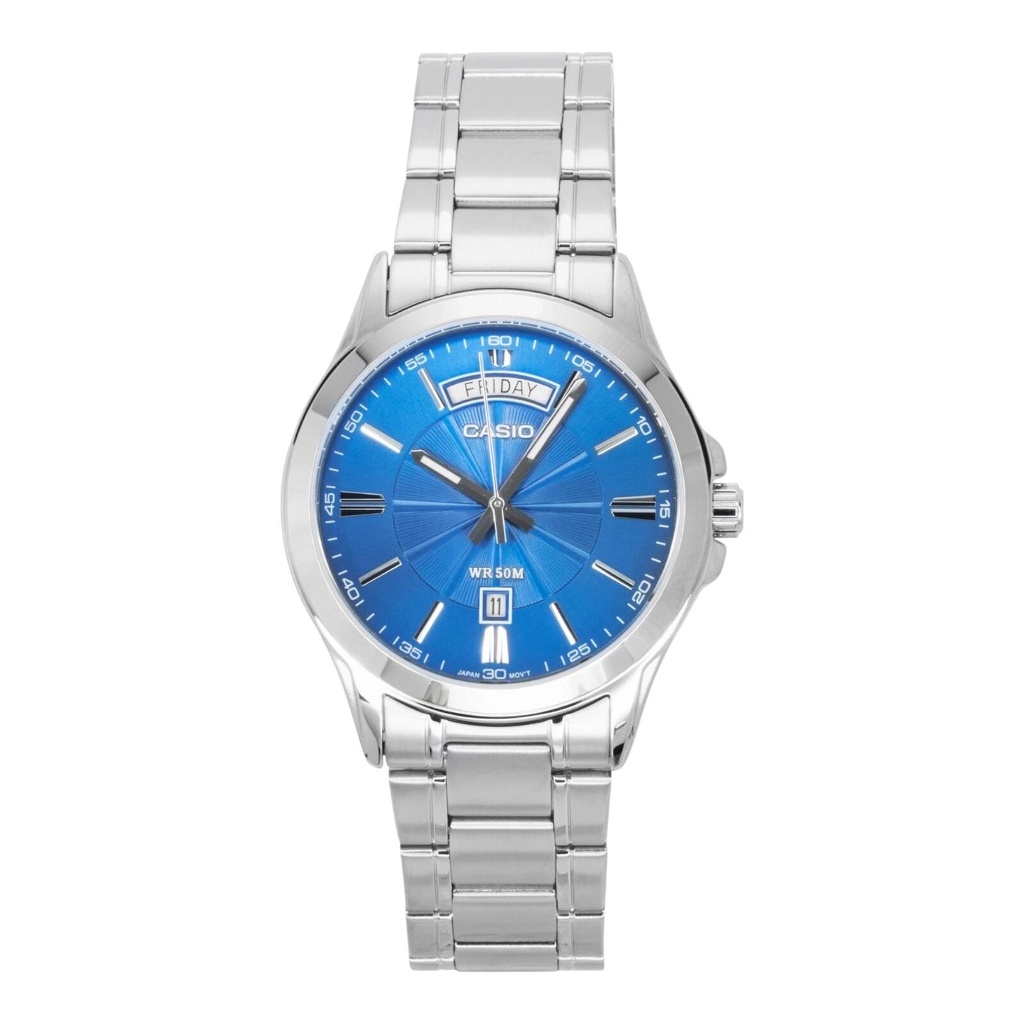 Casio MTP-1381D-2AV Mens Analogue Watch Blue Dial Day Date Silver...
