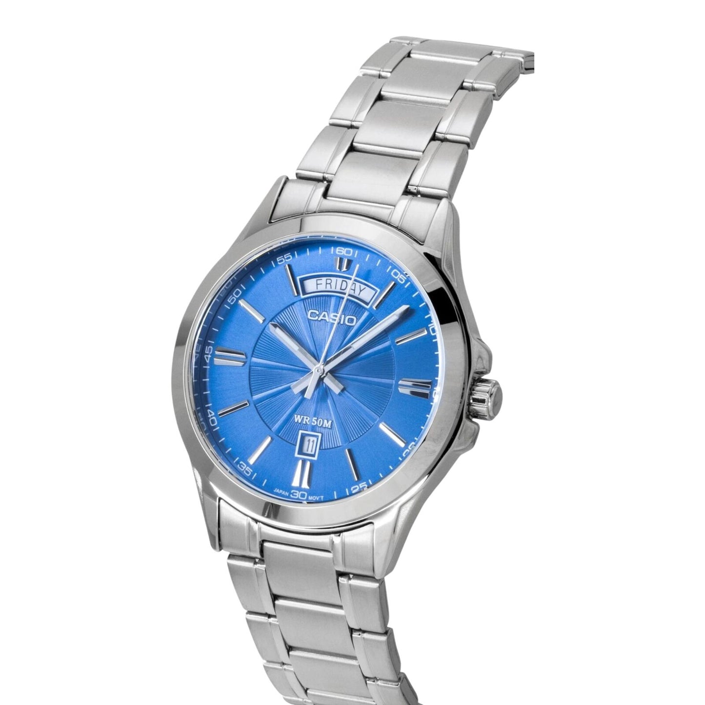 Casio MTP-1381D-2AV Mens Analogue Watch Blue Dial Day Date Silver...