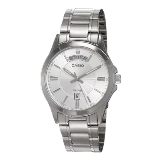 Casio MTP-1381D-7AV Unisex Analog Silver Stainless Steel Watch 50m Day-Date