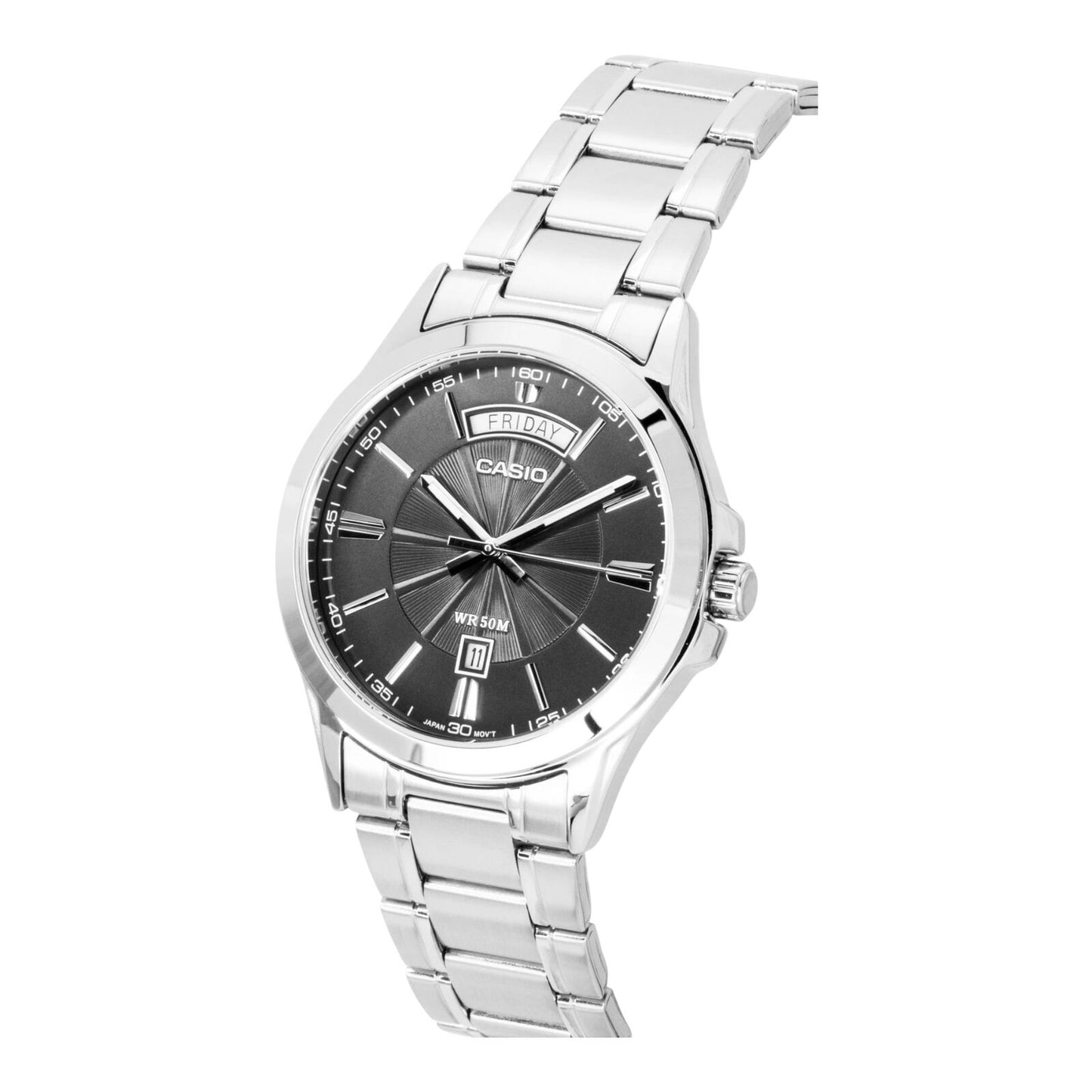 Casio MTP-1381D-8 Mens Grey Dial Stainless Steel Watch 50M Water...