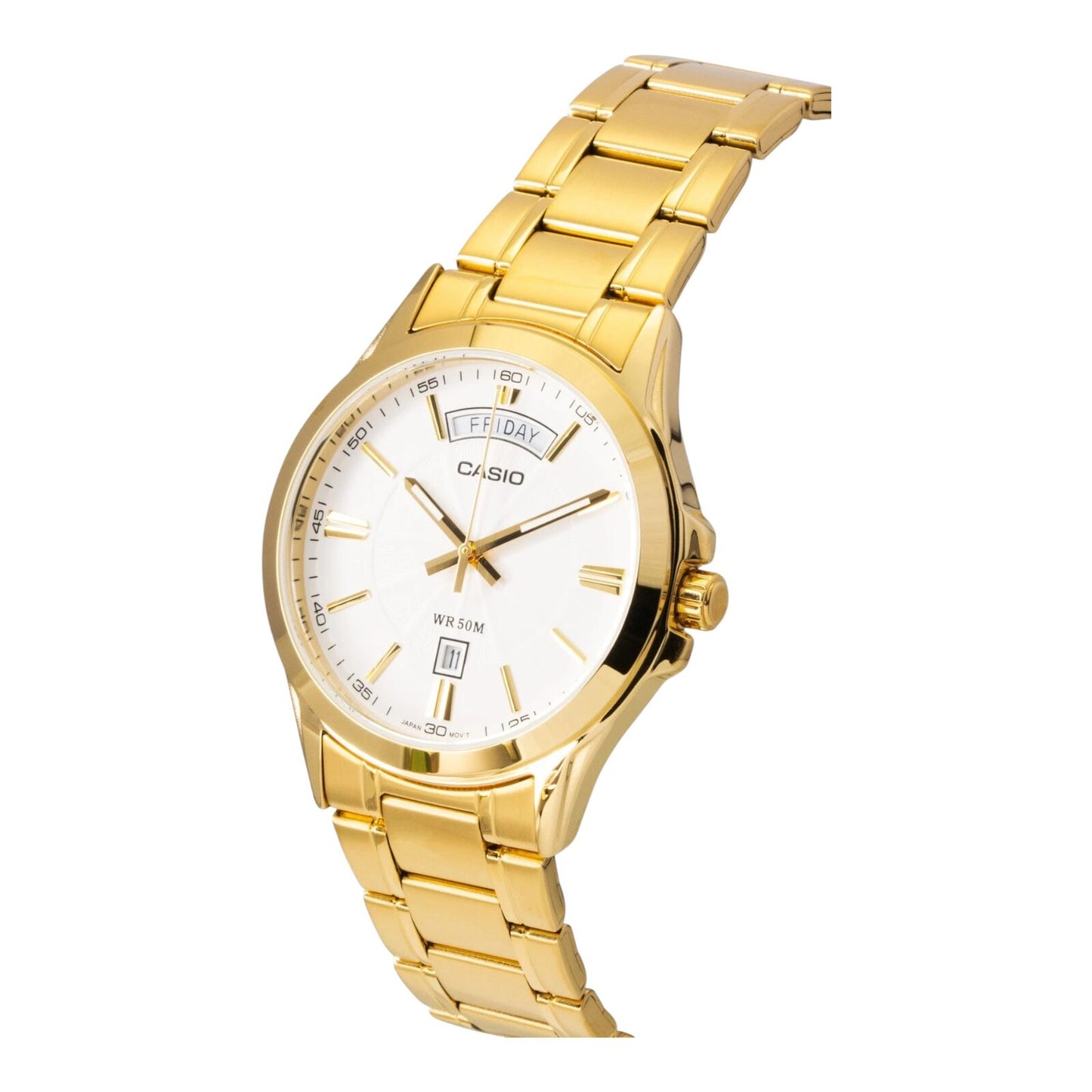Casio MTP-1381GD-7AV Mens White Dial Gold Tone Stainless Steel Watch 50M