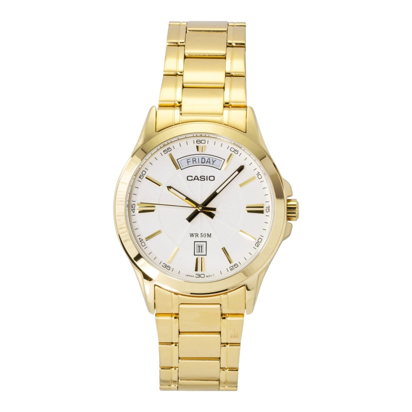Casio MTP-1381GD-7AV Mens White Dial Gold Tone Stainless Steel Watch 50M