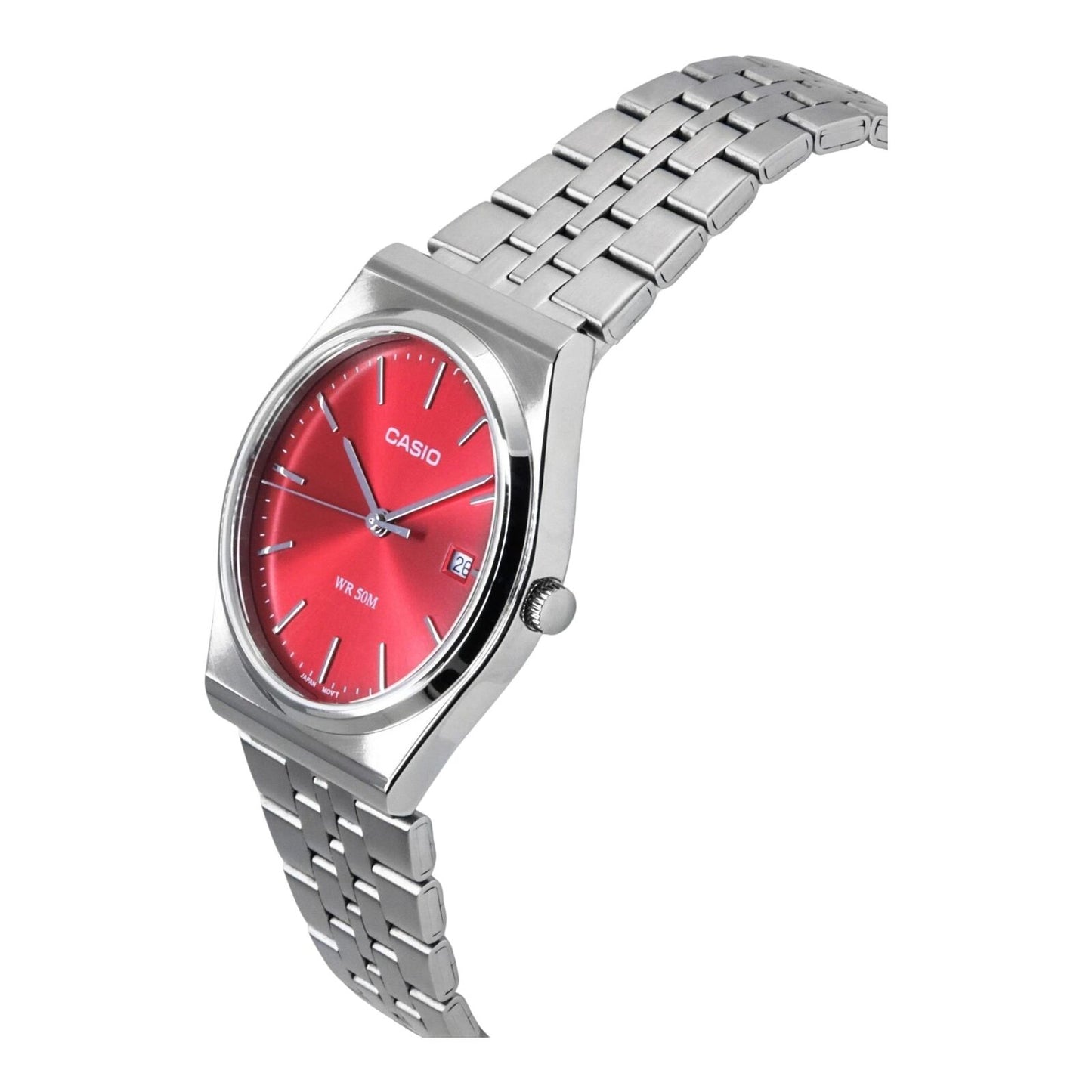 Casio MTP-B145D-4 Unisex Analog Watch Pink Dial Steel Band 50M...