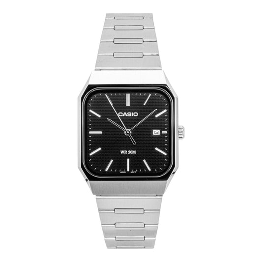 Casio MTP-B185D-1AV Mens Analog Quartz Watch Black Dial Silver Steel 50m Date