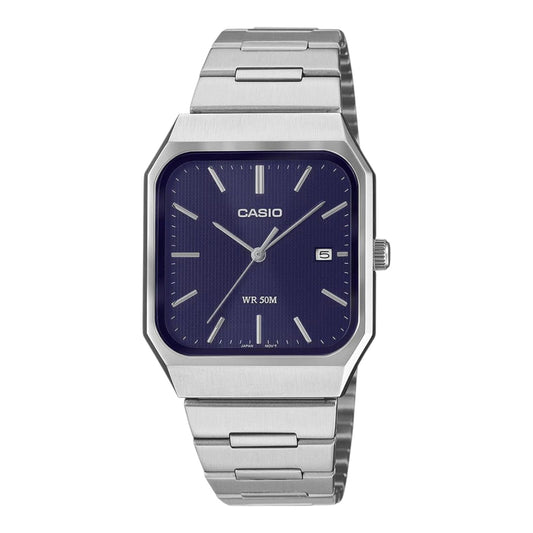 Casio MTP-B185D-2 Mens Analog Quartz Watch Blue Dial Silver Steel 50m Date