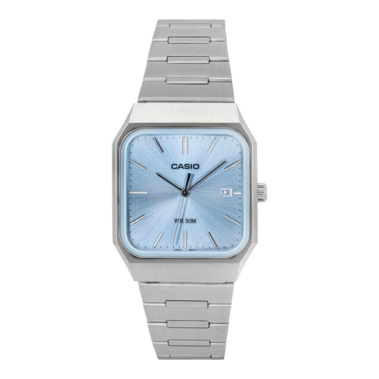 Casio MTP-B185D-2A2V Mens Watch Blue Dial Stainless Steel 50M Water Resistant