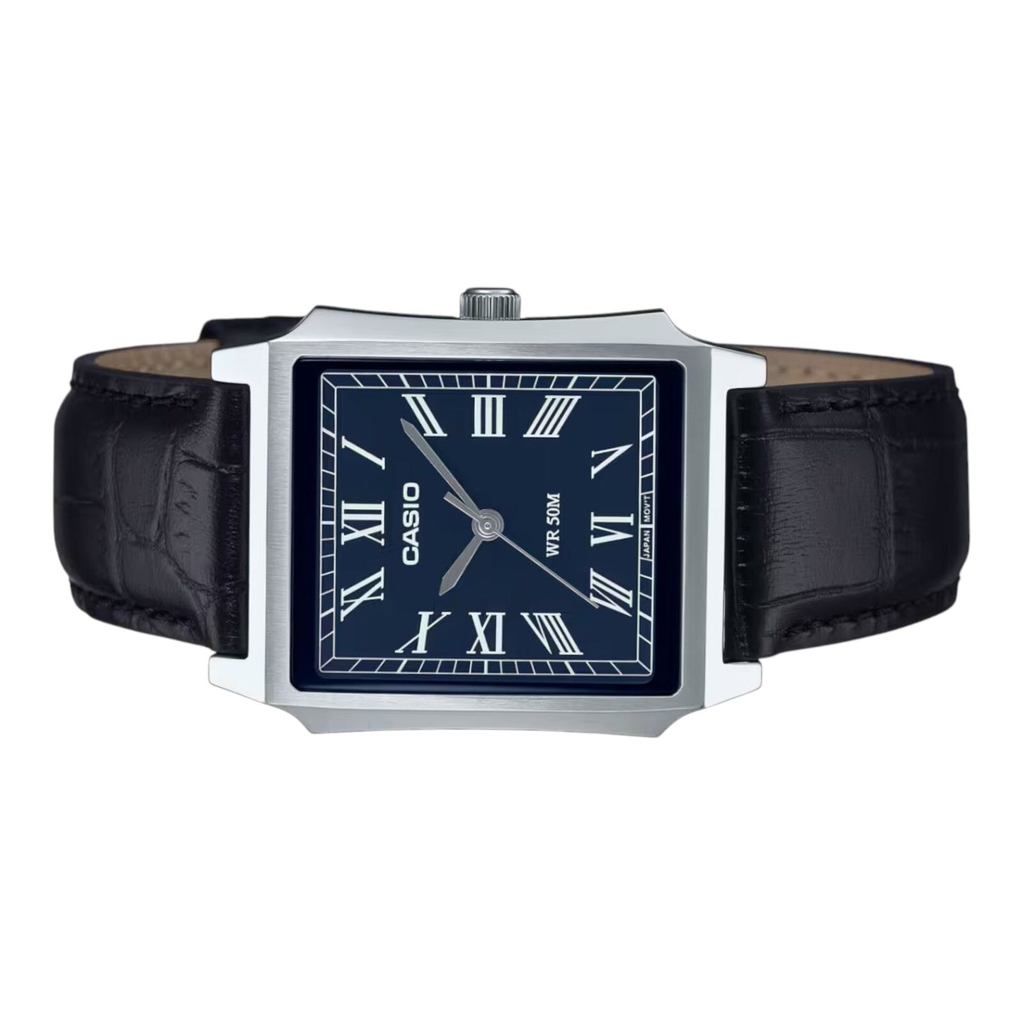 Casio MTP-B190L-2BV Mens Analog Watch Brown Leather Band Blue Dial...
