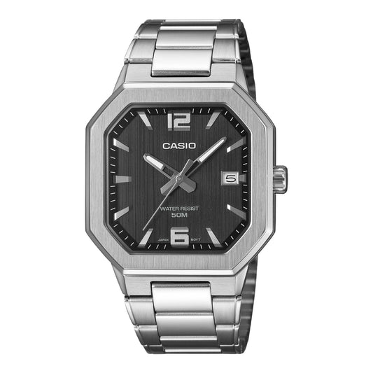 Casio MTP-B195D-1AV Mens Watch Black Dial Silver Steel Bracelet Date 50m