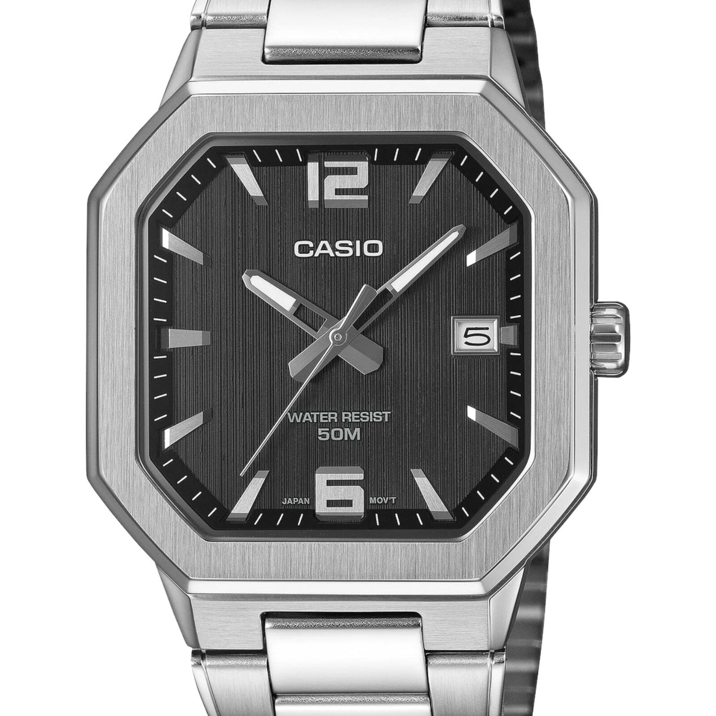 Casio MTP-B195D-1AV Mens Watch Black Dial Silver Steel Bracelet Date 50m