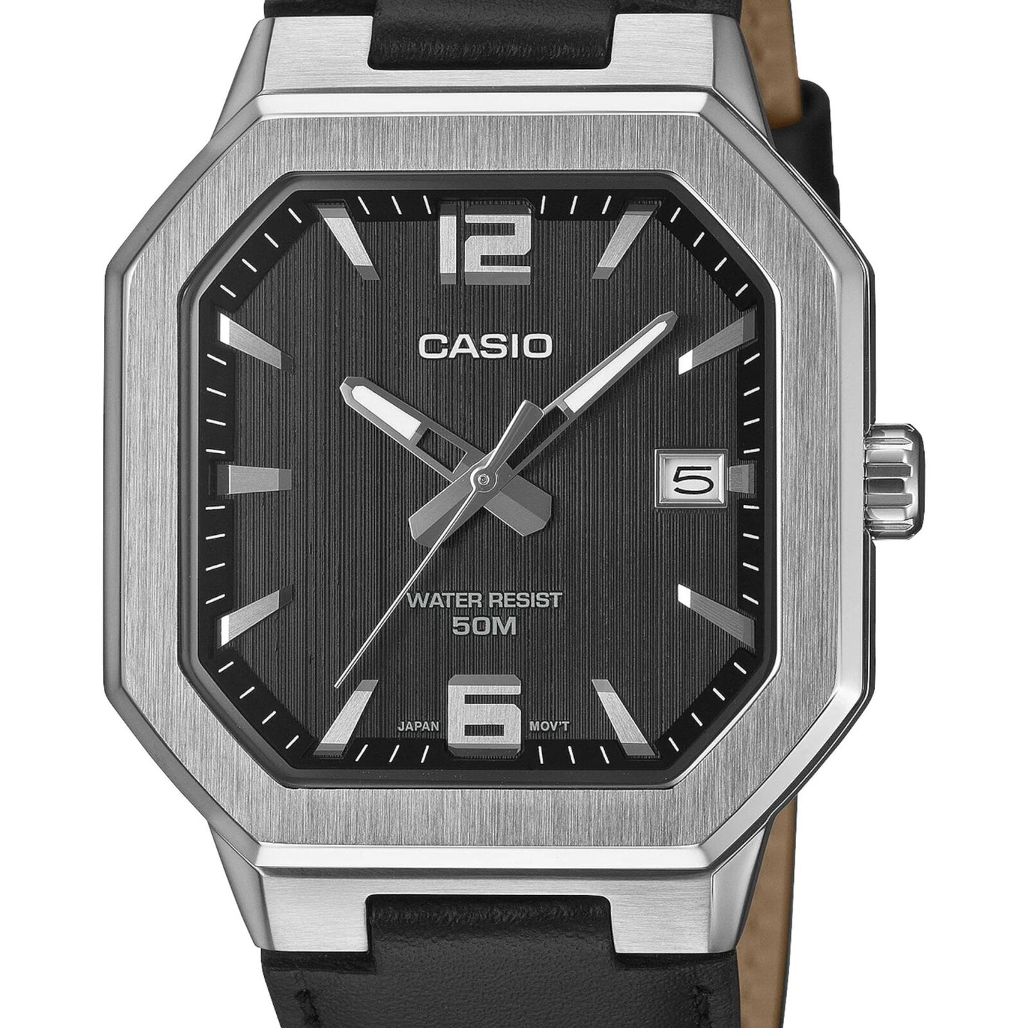 Casio MTP-B195L-1AV Mens Watch Stainless Steel Case Leather Band Date 50m WR