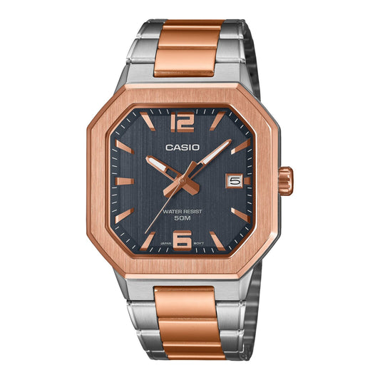 Casio MTP-B195RG-2AV Mens Watch Blue Dial Rose Gold Steel Bracelet Date 50m