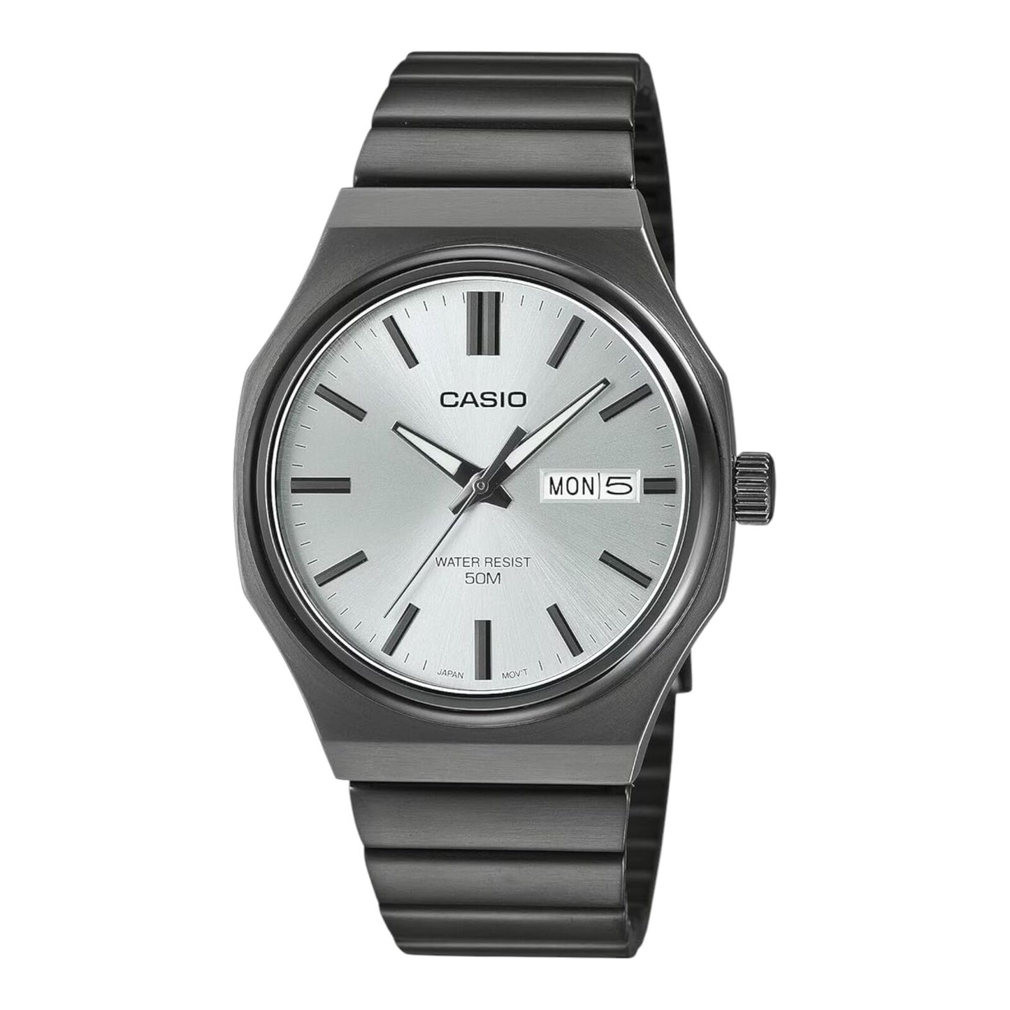 Casio MTP-E735B-7AV Mens Watch Silver Dial Black Ion Plated Steel...