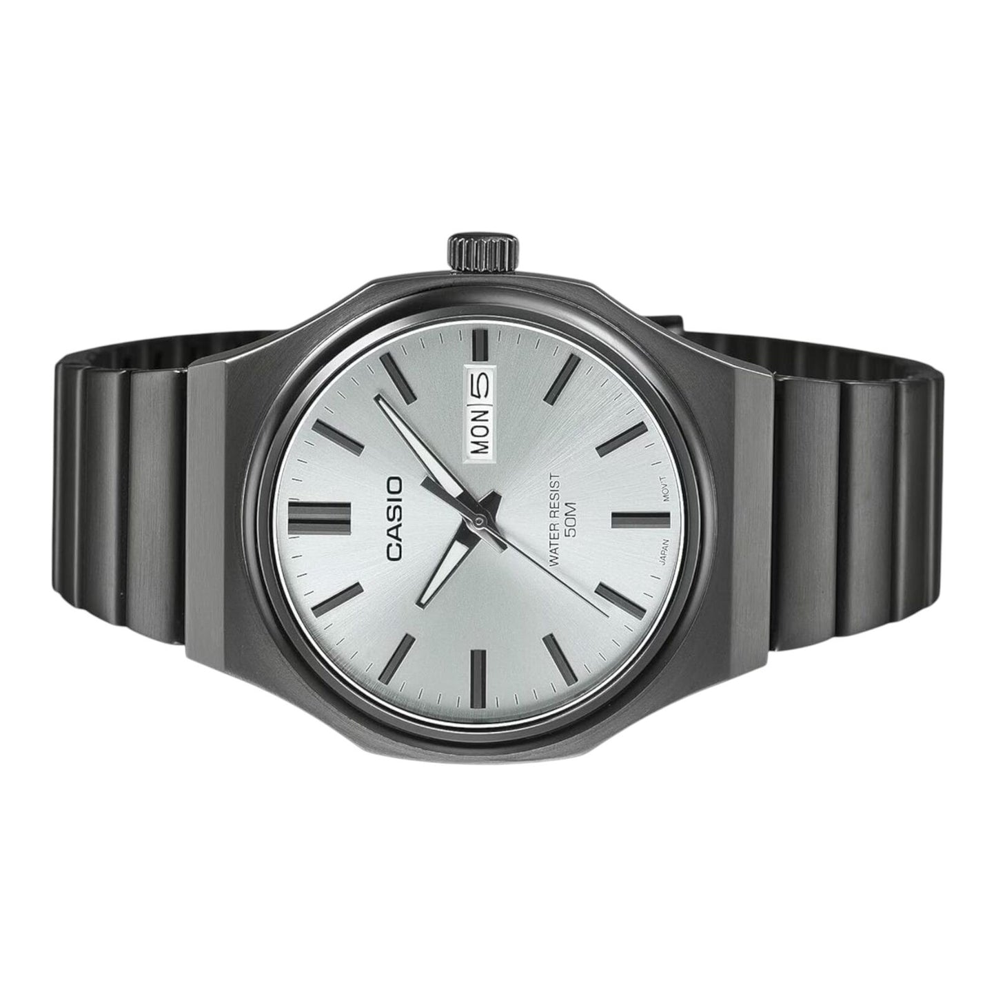 Casio MTP-E735B-7AV Mens Watch Silver Dial Black Ion Plated Steel...