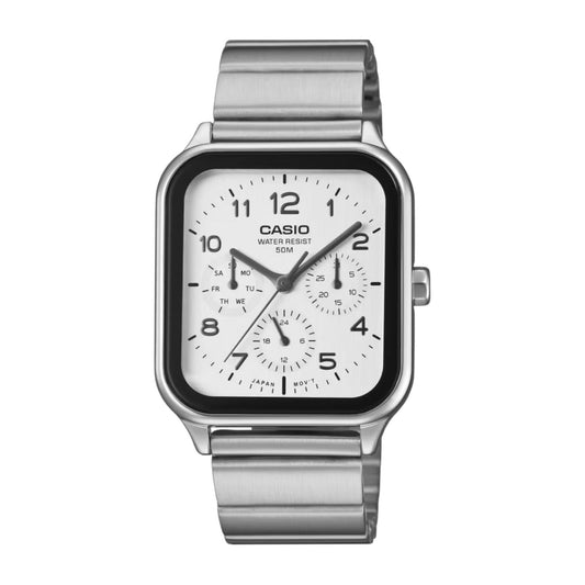 Casio MTP-M306D-7AV Mens Analogue Watch Silver Dial Day Date Subdials Steel Band
