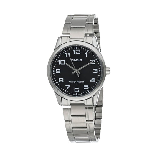 Casio MTP-V001D-1BUDF Men’s Analog Quartz Watch Black Dial Silver Band