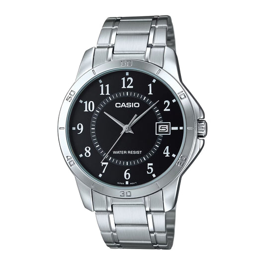 Casio MTP-V004D-1B Mens Watch Black Dial Stainless Steel Date Display