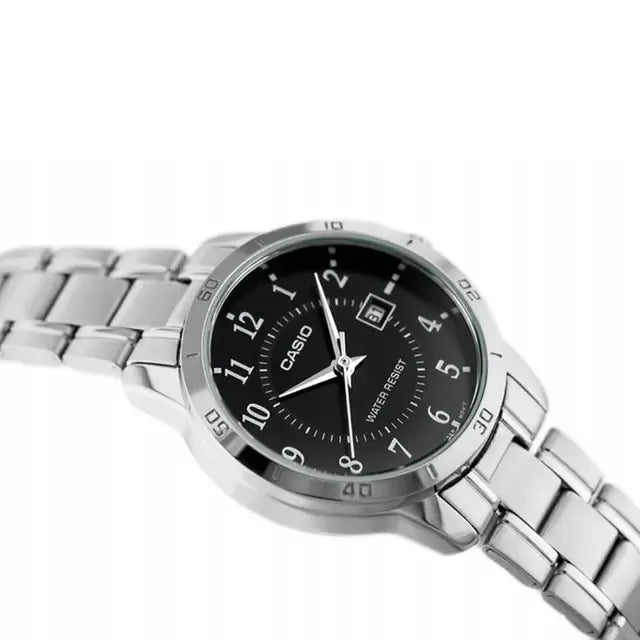 Casio MTP-V004D-1B Mens Watch Black Dial Stainless Steel Date Display