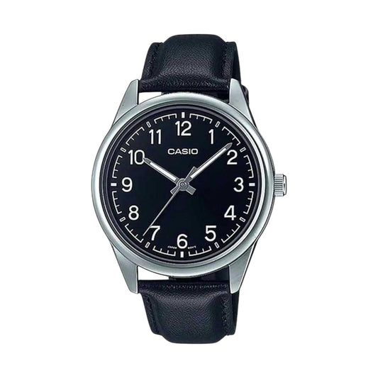 CASIO MTPV005L-1B4 Unisex Black Analog Watch with Black Band
