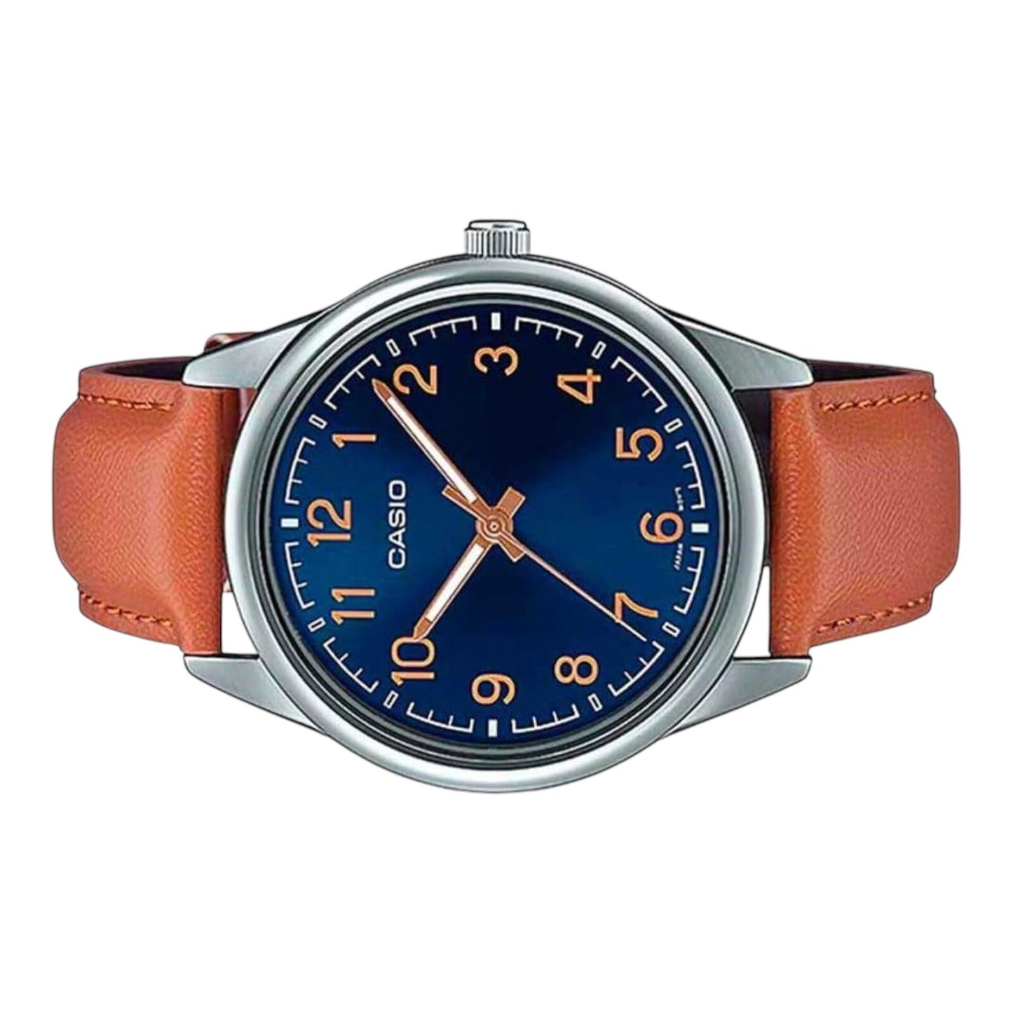 Casio MTP-V005L-2B4 Mens Watch Blue Dial 40mm Quartz Leather Band Water Resist