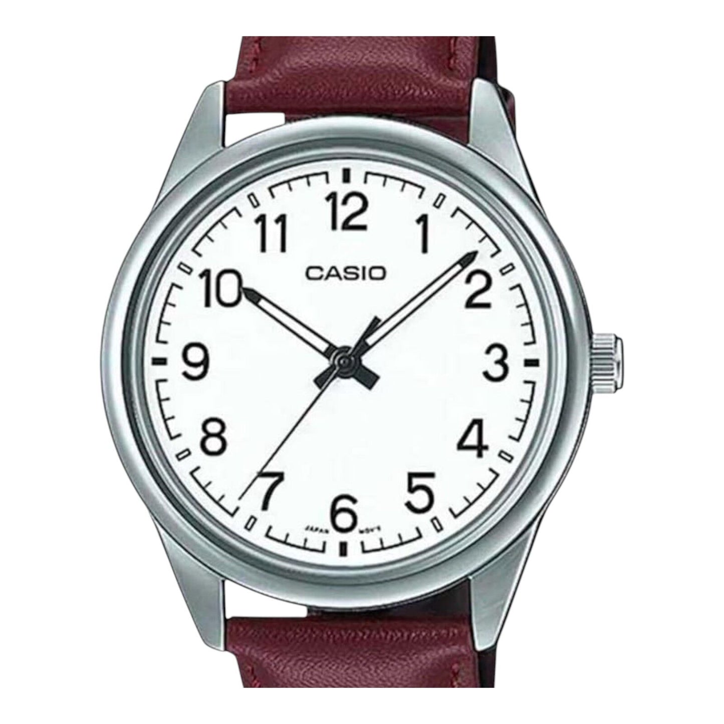 Casio MTP-V005L-7B4 Unisex Analog Watch Burgundy Leather Band