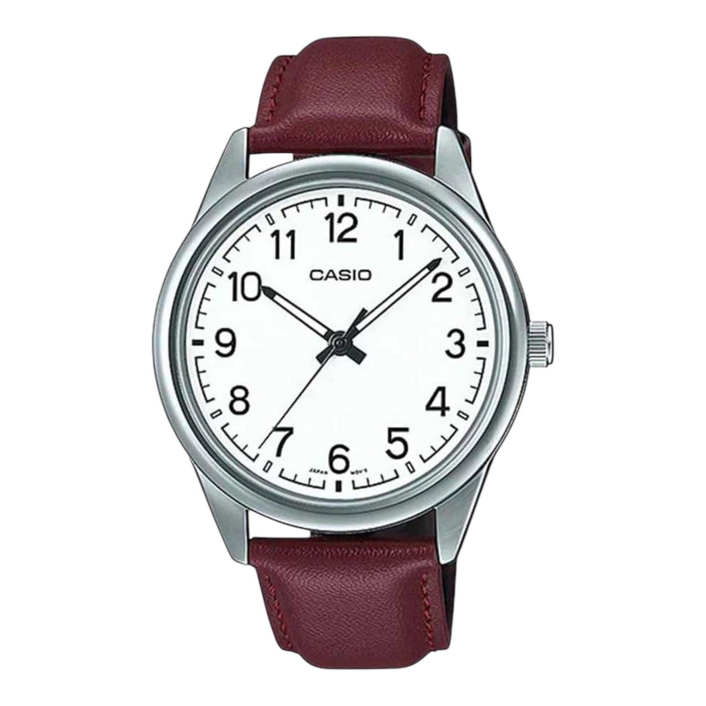 Casio MTP-V005L-7B4 Unisex Analog Watch Burgundy Leather Band