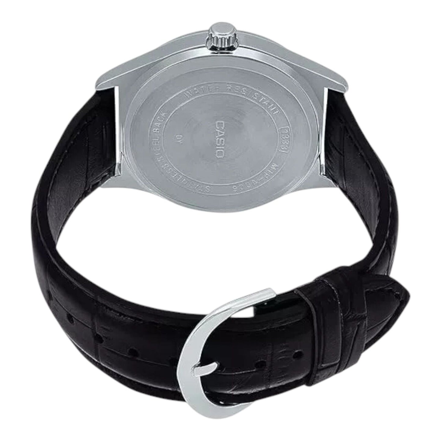 Casio Men's MTP-V006L-7BUDF Analog Leather Watch Black Silver Original