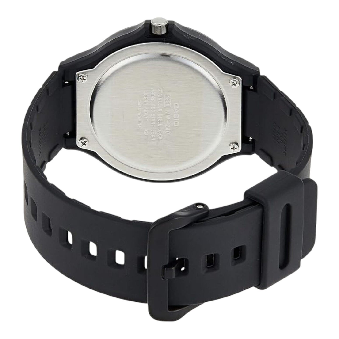 Casio MW-240-4BVDF Black Resin Band Orange Markers Analog 50M Men’s Watch