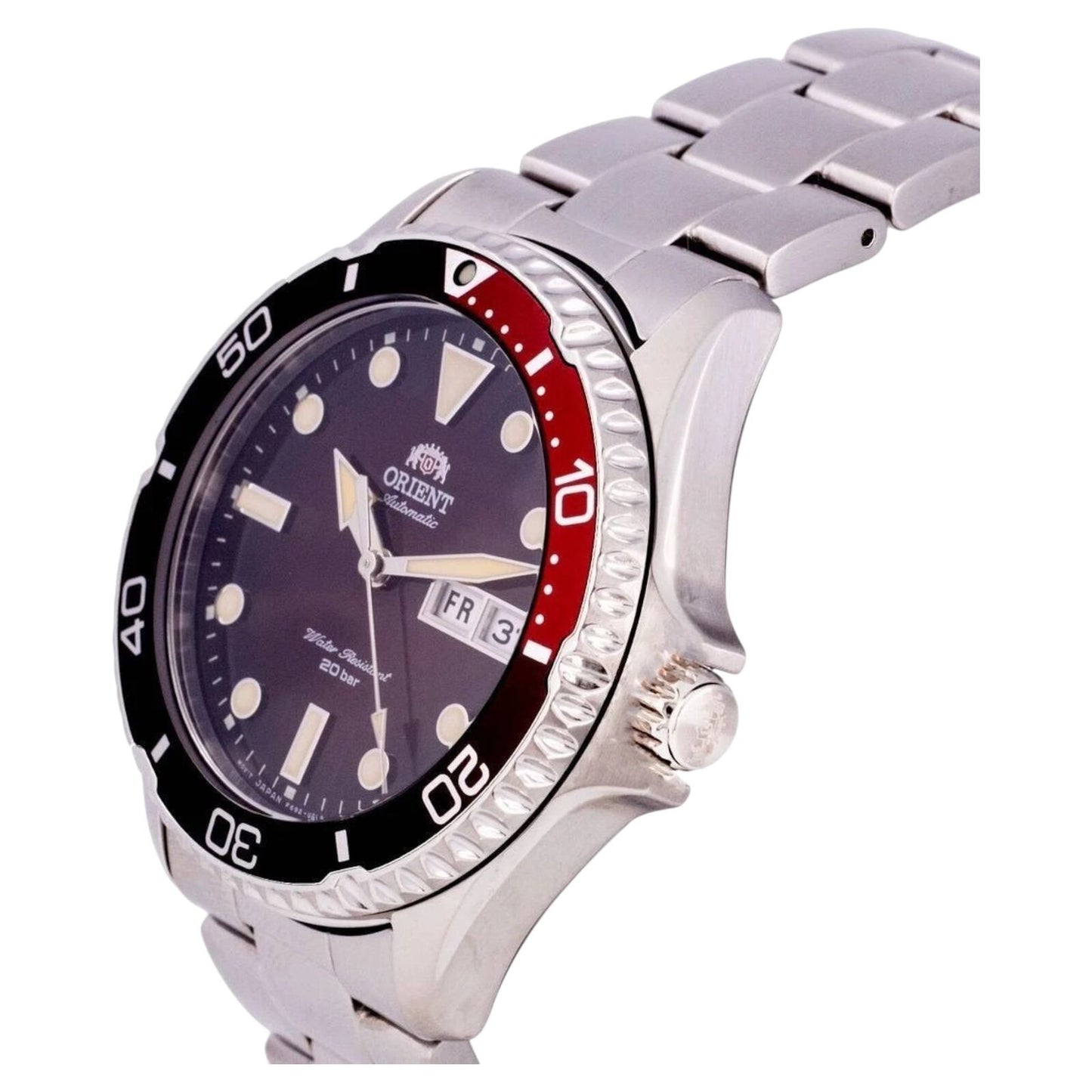 Orient RA-AA0814R19B Mens Automatic Watch Silver Band Red Dial 200M