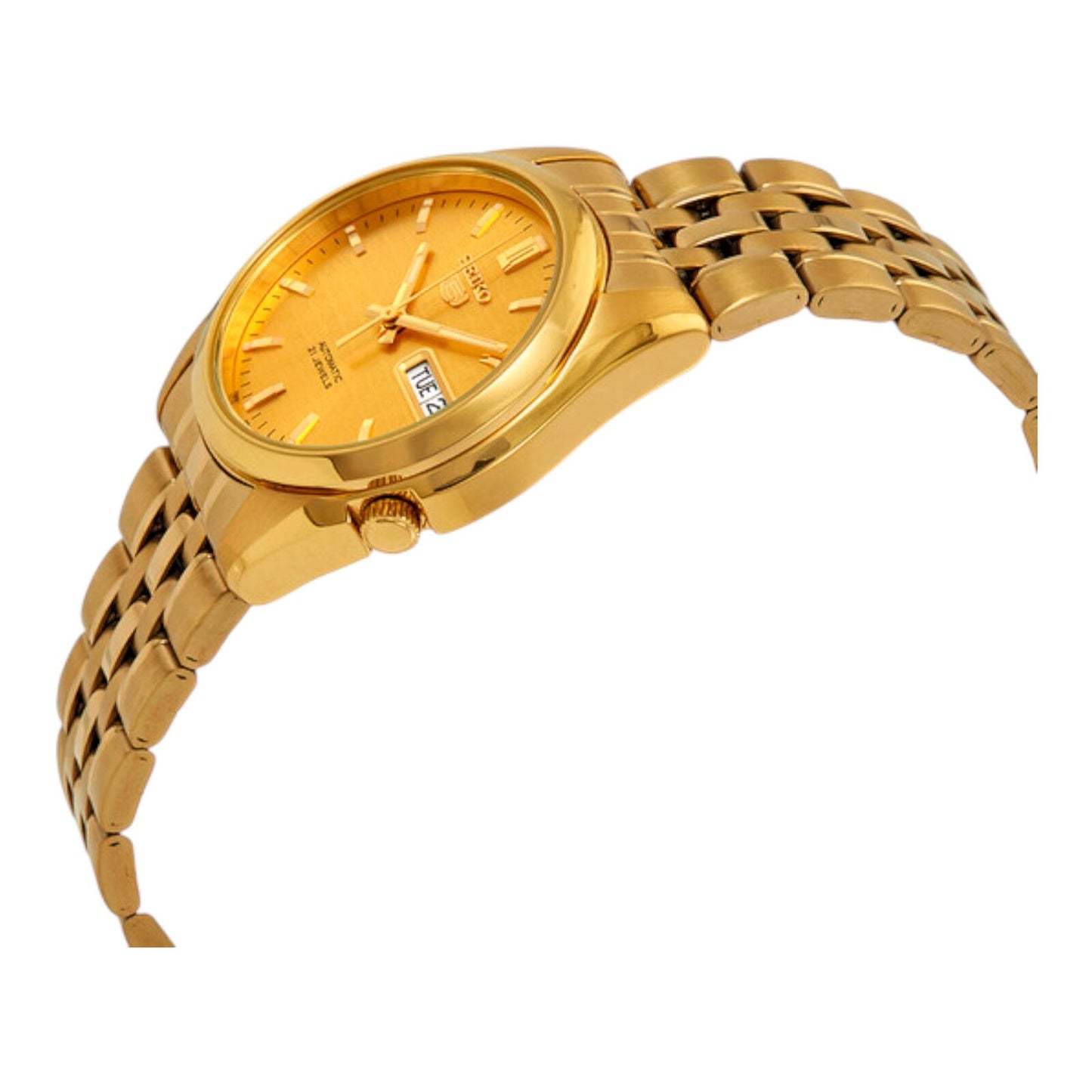 Seiko SNK366 Mens Automatic Watch Gold Dial 37mm Japan Movt 7S26 Stainless