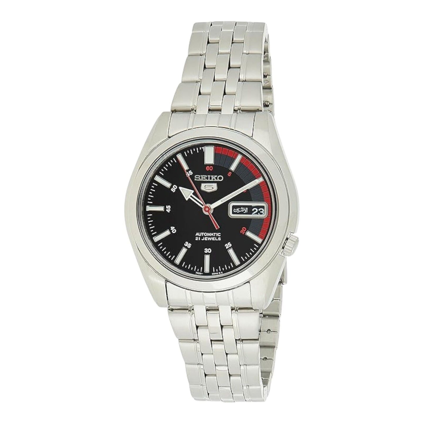 Seiko SNK375K Men’s Automatic Stainless Steel Watch Black Dial Day Date 37mm