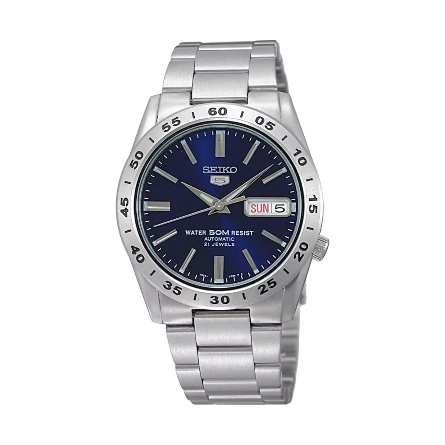 Seiko 5 SNKD99 Automatic Day-Date Blue Dial Stainless Steel Men's...
