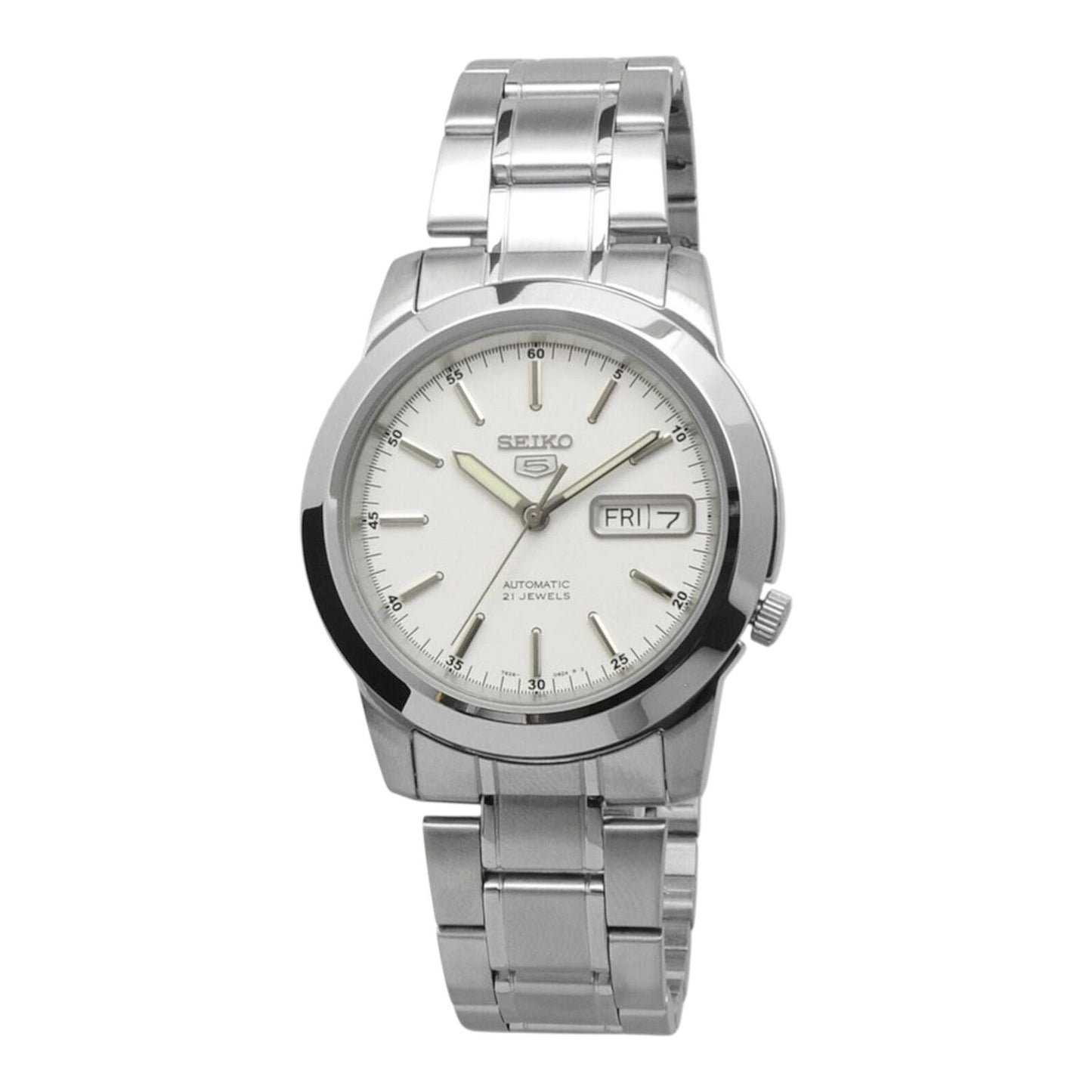 Seiko SNKE49K1 Men’s Automatic Watch White Dial 39mm 21 Jewels Stainless Band