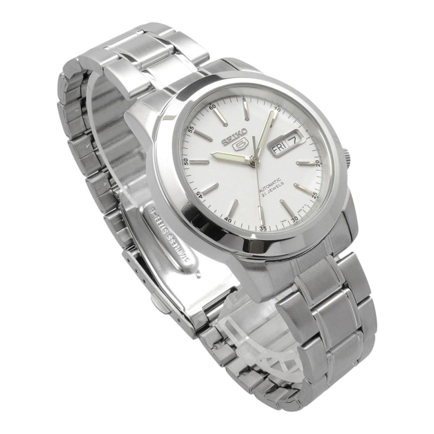 Seiko SNKE49K1 Men’s Automatic Watch White Dial 39mm 21 Jewels Stainless Band