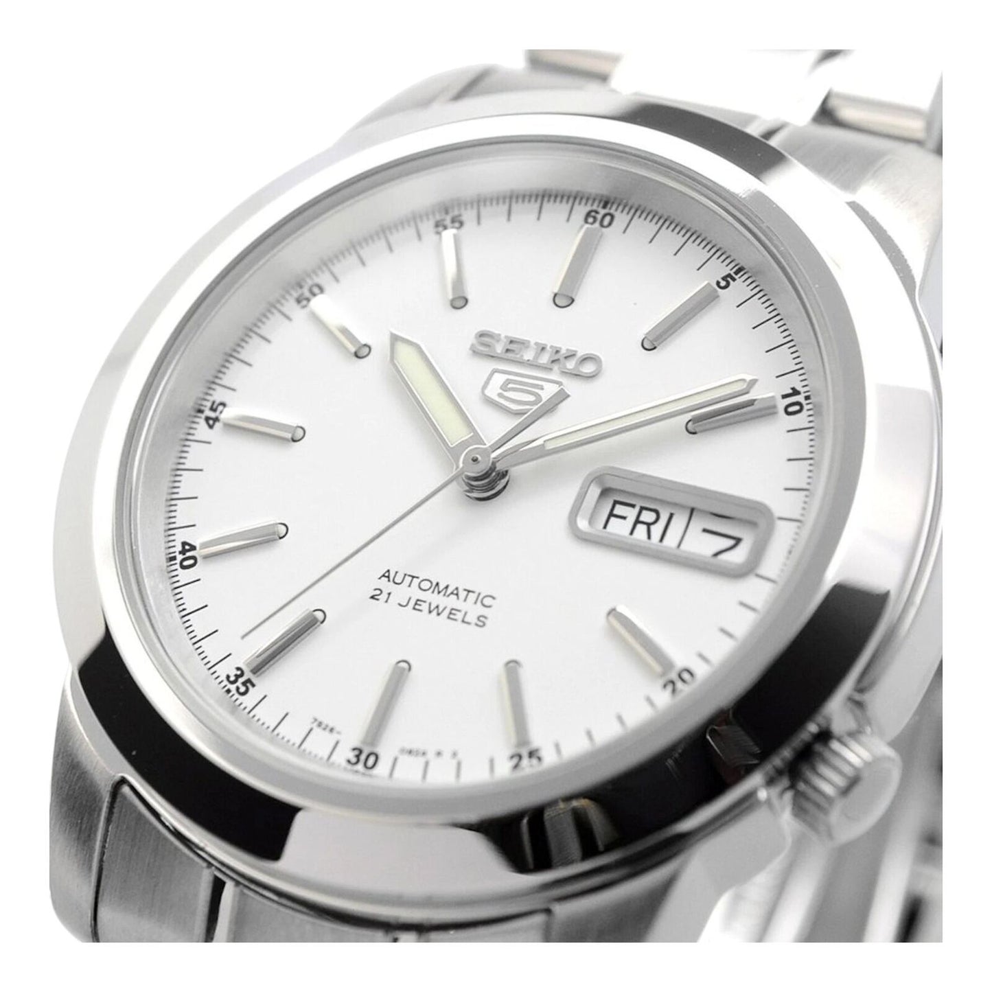 Seiko SNKE49K1 Men’s Automatic Watch White Dial 39mm 21 Jewels Stainless Band