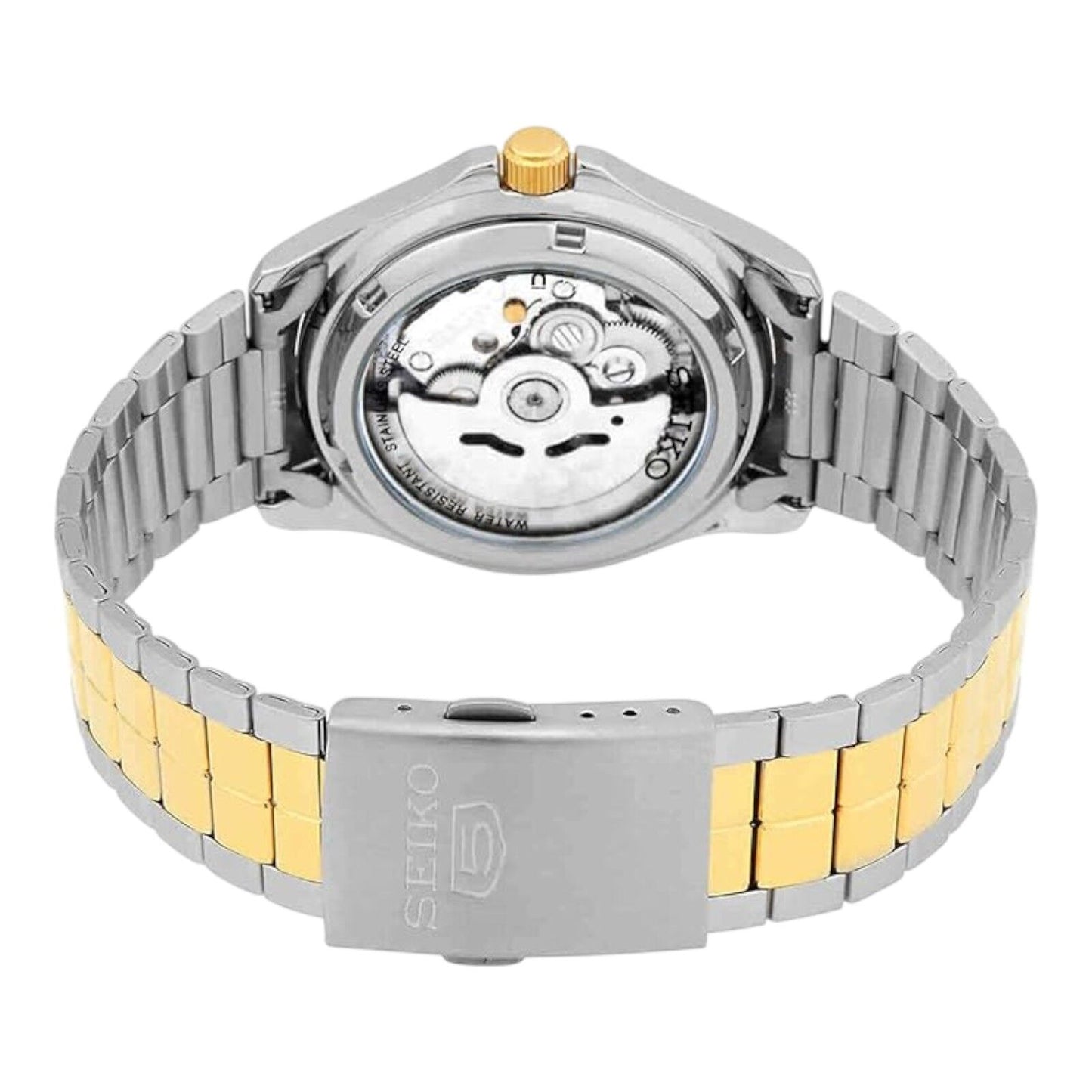 Seiko SNKK94K1 White Dial Two Tone Automatic Mens Watch Day Date 37mm