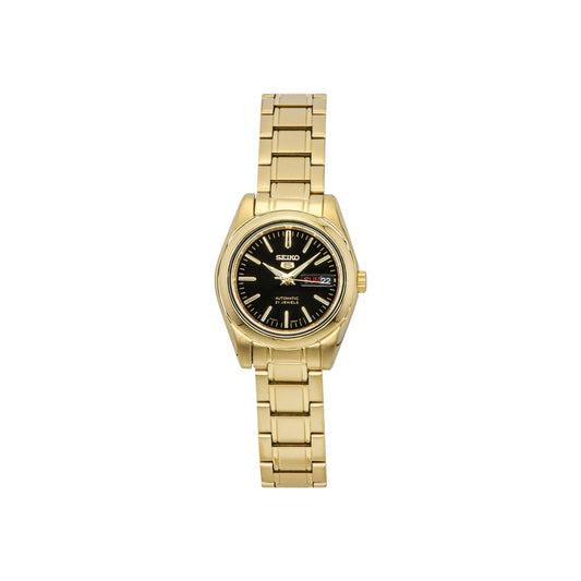 Seiko SYMK22K1 Black Dial Gold Tone Automatic Ladies Watch Day Date