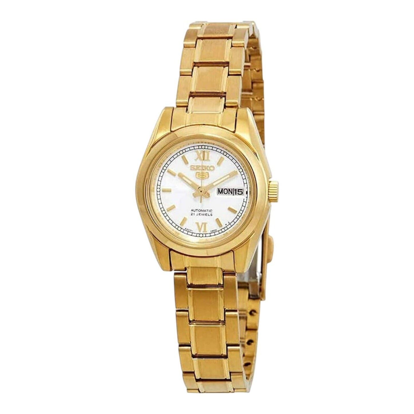 Seiko SYMK30K1 Women’s Automatic Gold Stainless Steel Watch White Dial 25mm