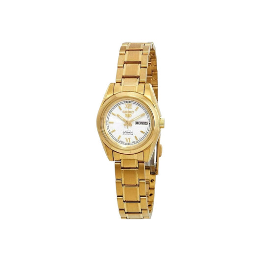 Seiko 5 SYMK30 K1 Gold With White Dial Women's Automatic Analog Watch