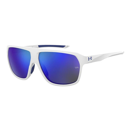 Under Armour UA Dominate WWK Unisex Sunglasses Matte White Blue Mirror 62mm