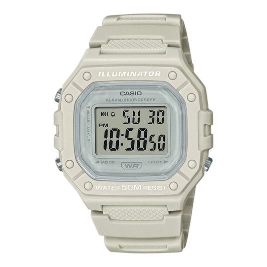 Casio W-218HC-8A White Dial White Resin Band LED Alarm Stopwatch Digital Watch
