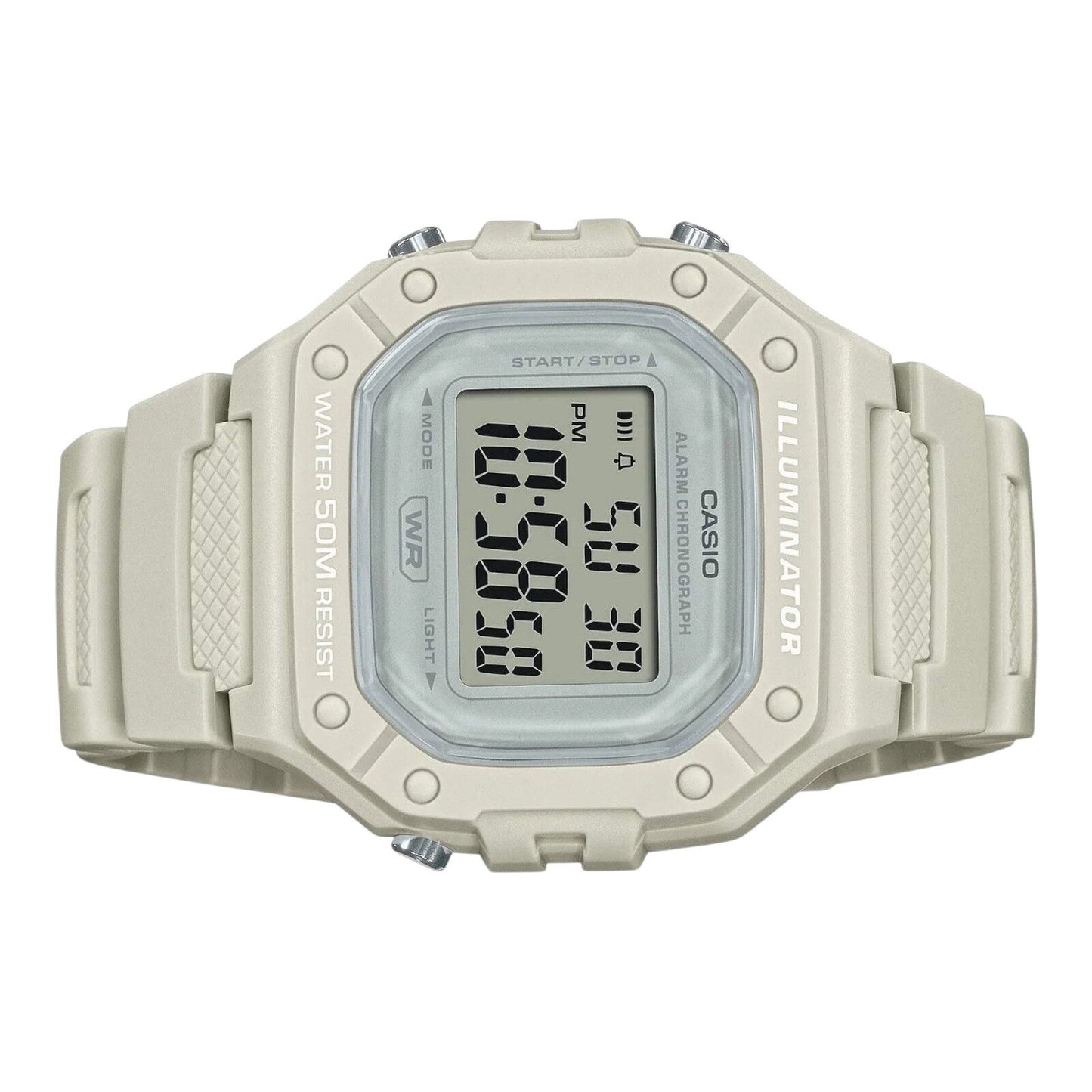 Casio W-218HC-8A White Dial White Resin Band LED Alarm Stopwatch Digital Watch