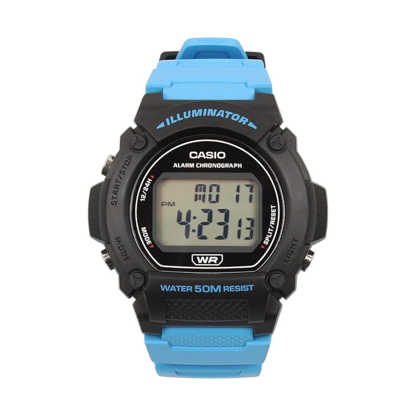 Casio Men's Classic Black and Blue Digital Watch - W-219H-2A2VDF