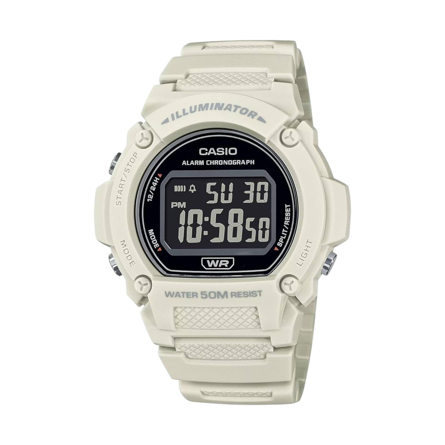Casio W-219HC-8BVDF Unisex Beige Digital Sports Watch 50M Water Resistant